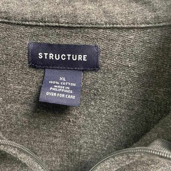 VTG Structure Mens Quarter Zip Pullover size XL Heavy Cotton Charcoal Gray - Picture 2 of 4
